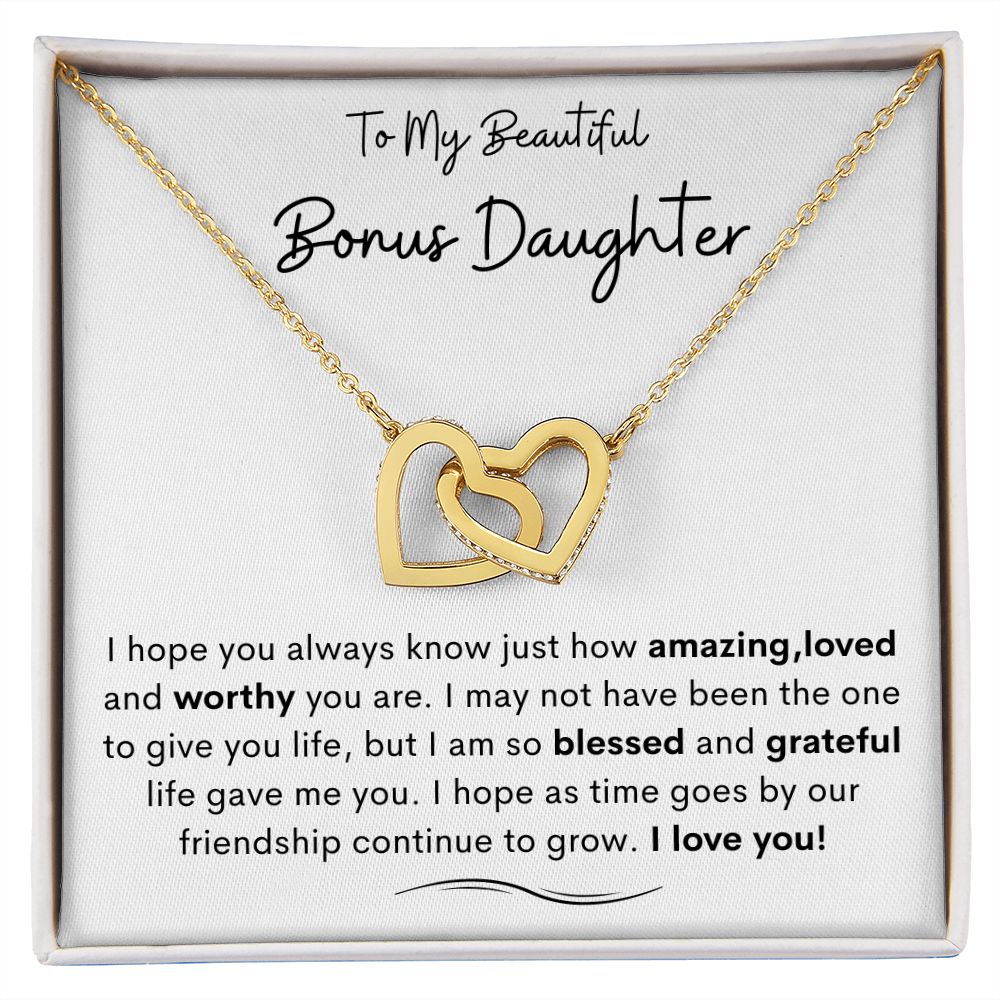 To My Beautiful Bonus Daughter | Interlocking hearts