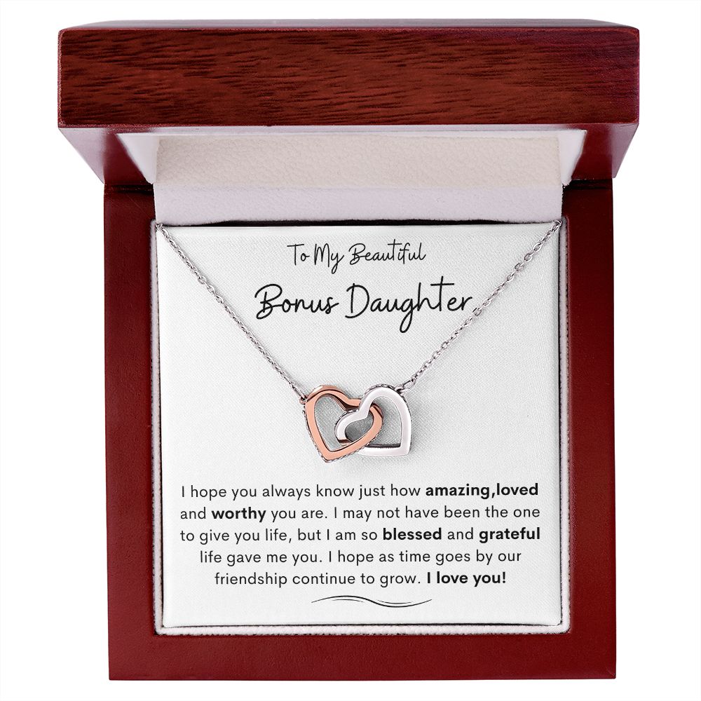 To My Beautiful Bonus Daughter | Interlocking hearts
