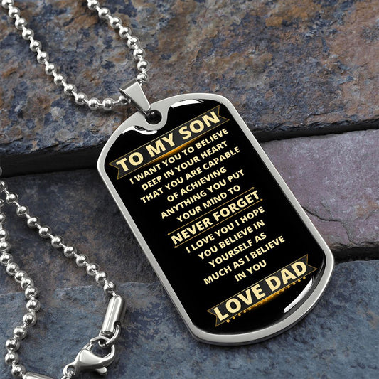 To My Son | Never Forget | Dog Tag