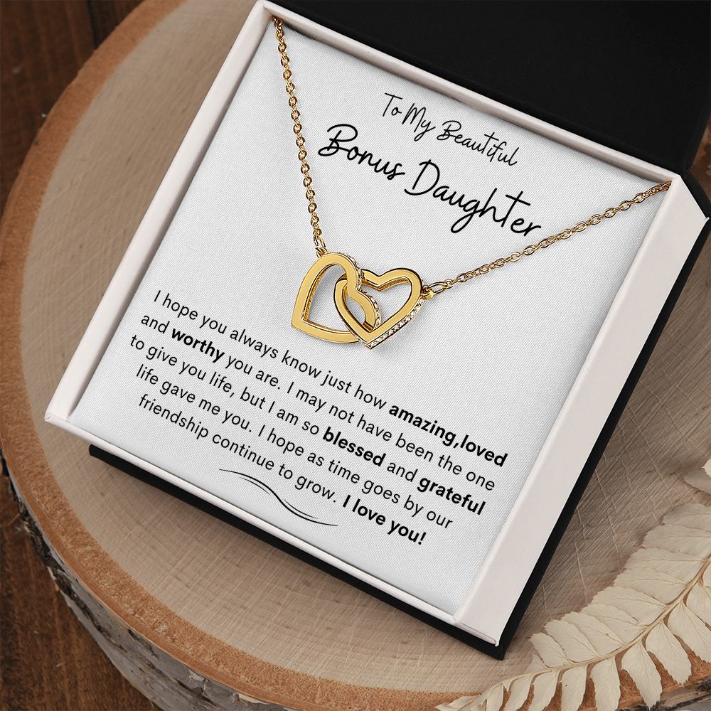 To My Beautiful Bonus Daughter | Interlocking hearts