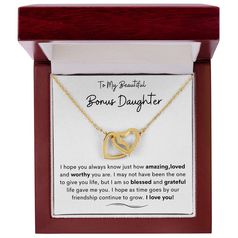 To My Beautiful Bonus Daughter | Interlocking hearts