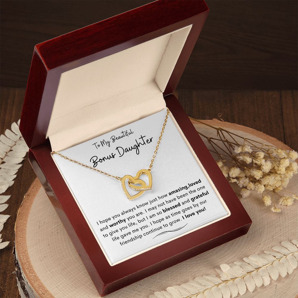 To My Beautiful Bonus Daughter | Interlocking hearts