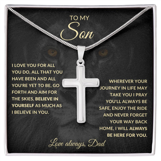 To My Son From Dad | Stainless Steel Cross Necklace